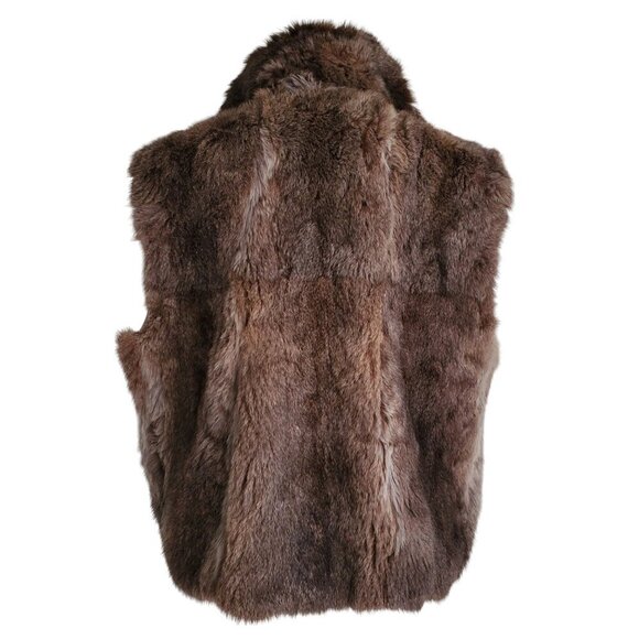 Andrew Marc Vintage New Zealand Opossum Fur Full Zip Leather Collar Vest Brown L - Picture 3 of 16